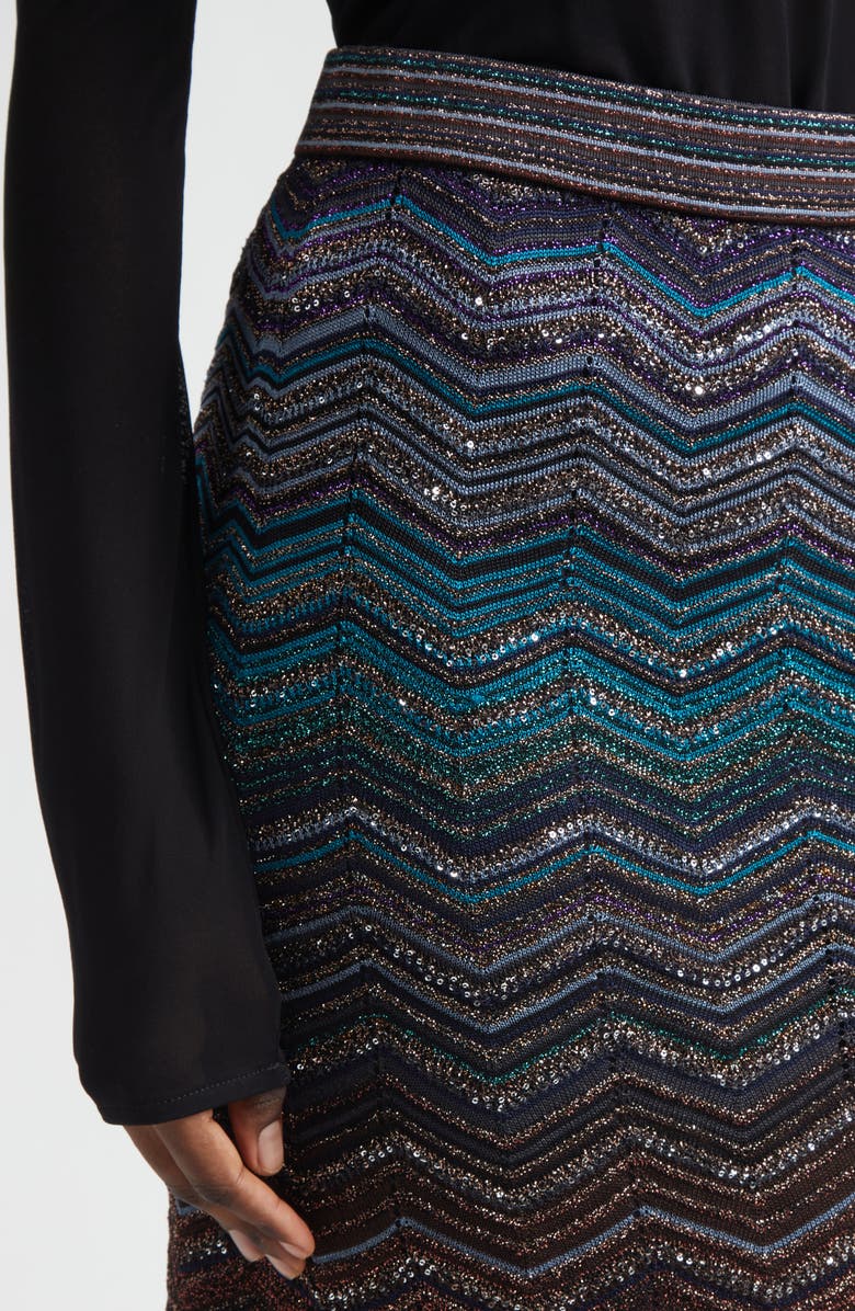 Missoni Zigzag Lamé Midi Skirt, Alternate, color, Dark Blue Tones