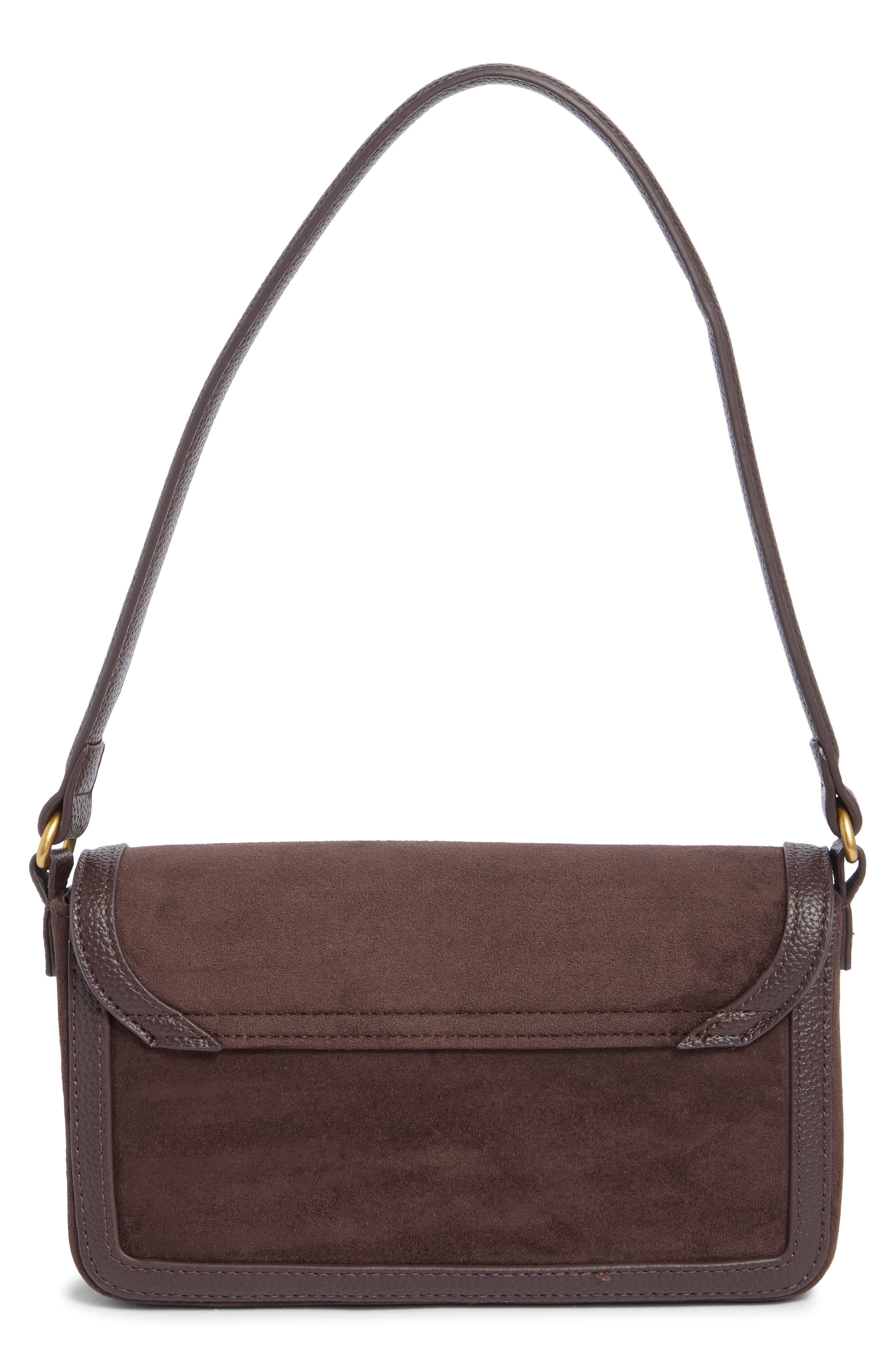 Faux Suede Flap Shoulder Bag, Main, color, COCOA