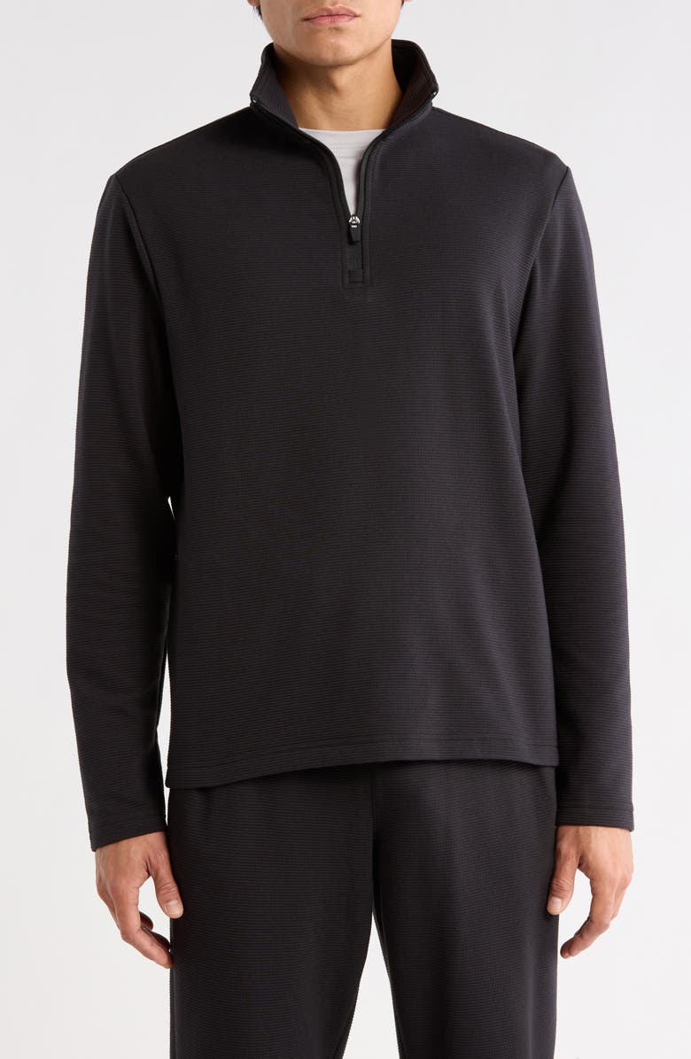 Z by Zella Cascade Ottoman Quarter Zip Sweatshirt, Main, color, Black Caviar
