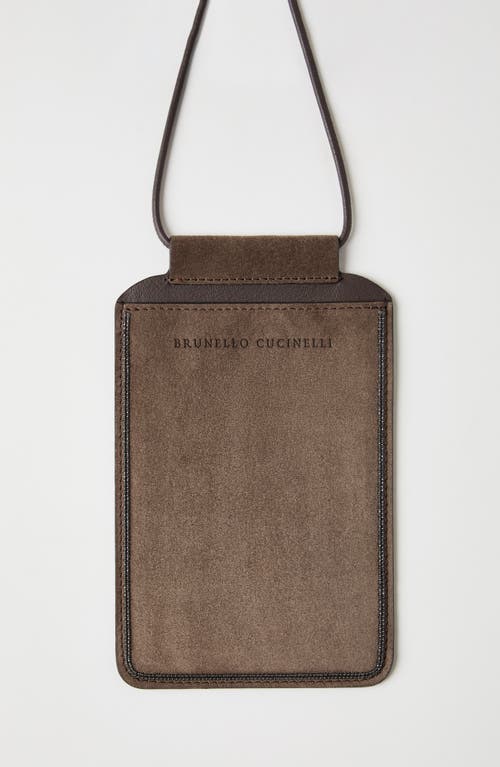 Brunello Cucinelli Logo-debossed Leather Case In Bark