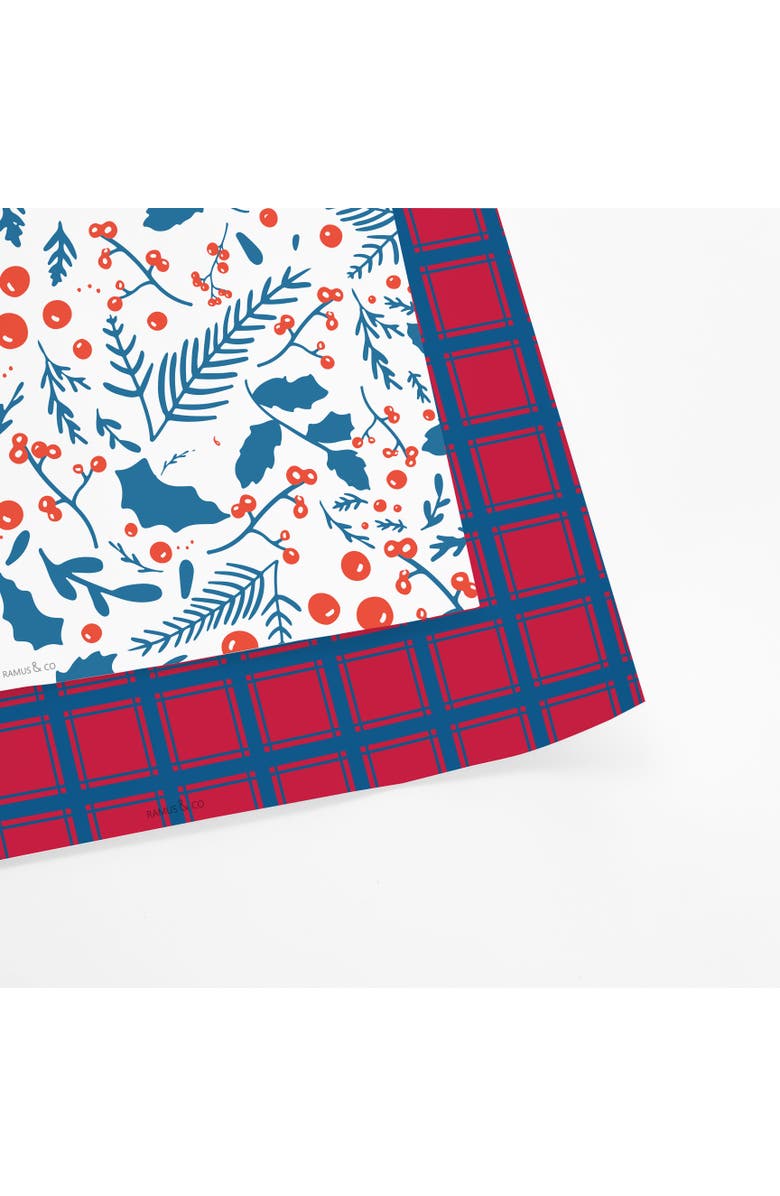 Ramus & Co Two-Sided "Jolly Blues" & "Wreath" Heavyweight Christmas/Holiday Gift Wrap, Alternate, color, Multicolored