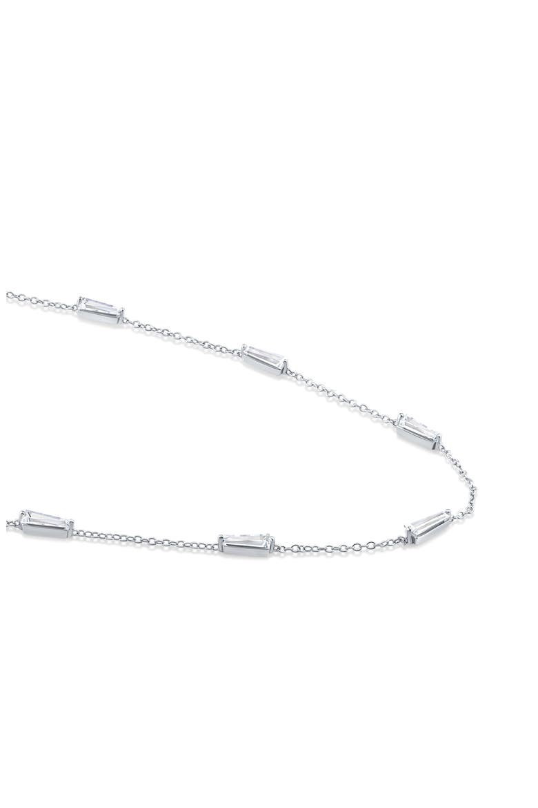 Long Baguette Cubic Zirconia Station Necklace, Alternate, color, SILVER