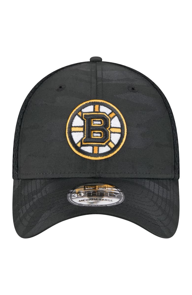 New Era Men's New Era Black Boston Bruins Active Subtle Camo 39THIRTY Flex Hat, Alternate, color, Black