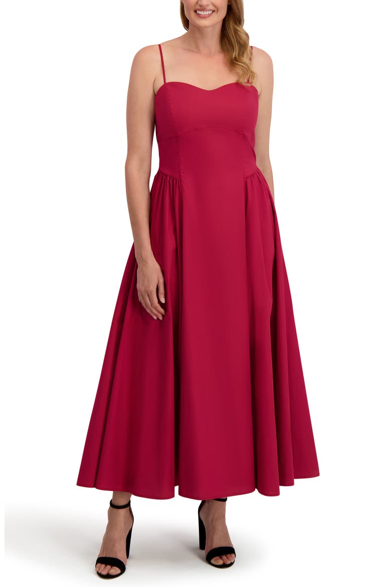 Olivia Sweetheart Midi Dress, Main, color, RUMBA RED