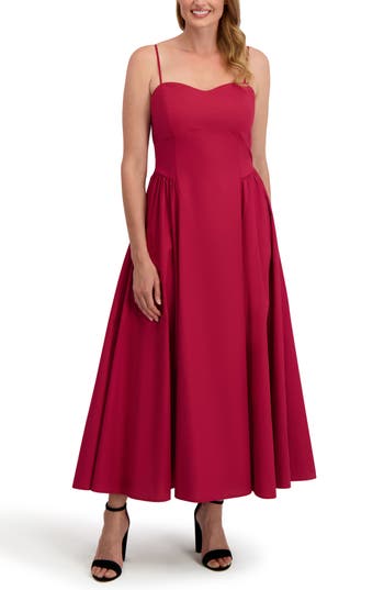 Laundry By Shelli Segal Olivia Sweetheart Midi Dress In Red