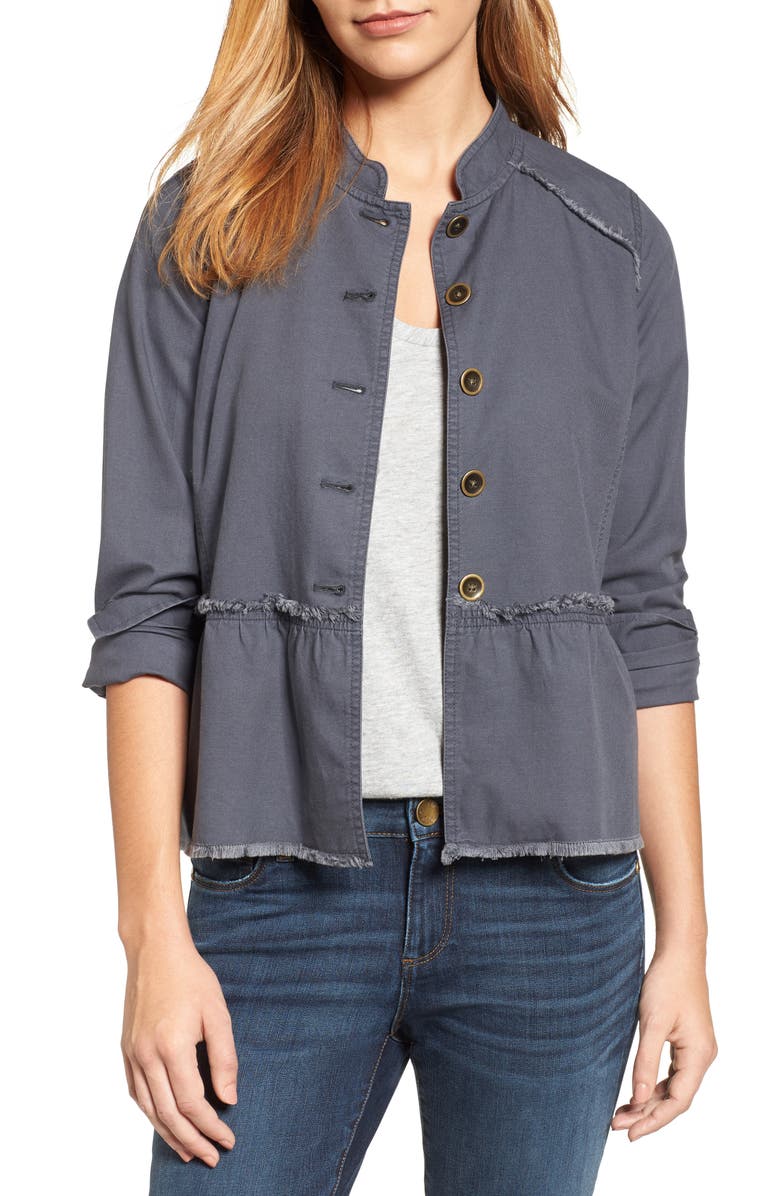 Caslon<sup>®</sup> Twill Peplum Jacket, Main, color, 