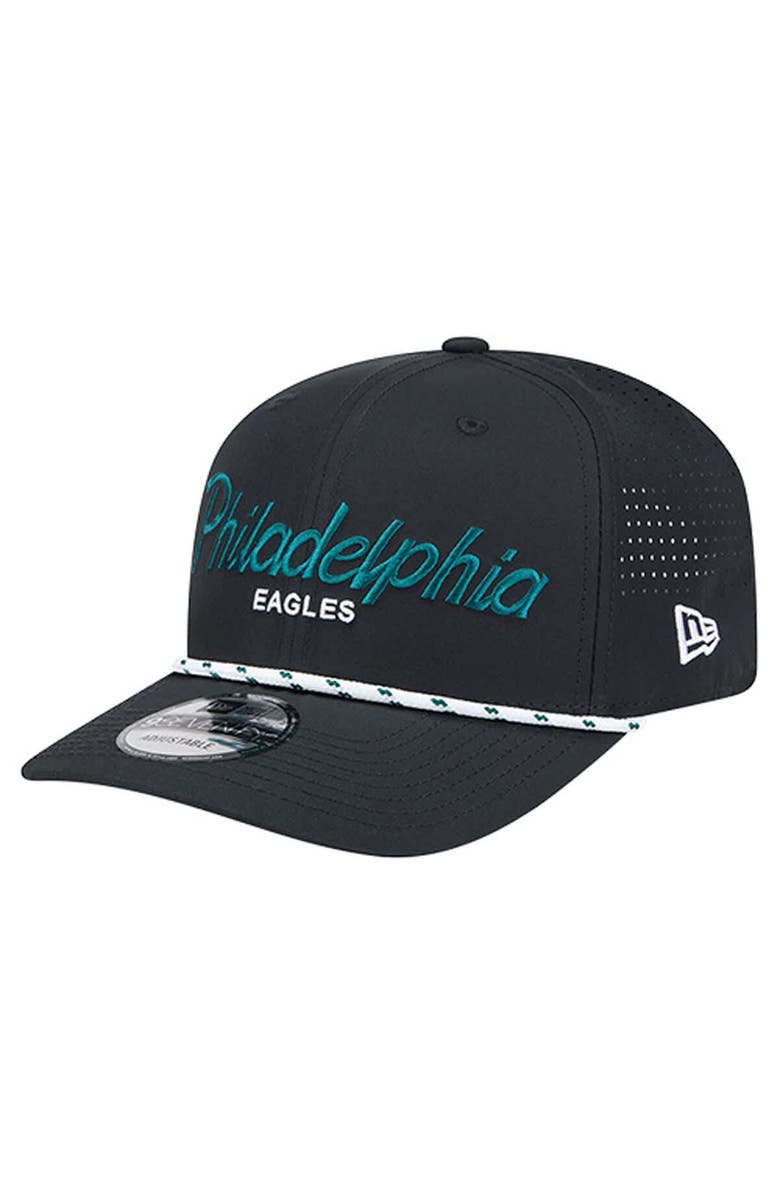 New Era Men
s New Era Black Philadelphia Eagles Script 9SEVENTY Adjustable Hat, Main, color, Black