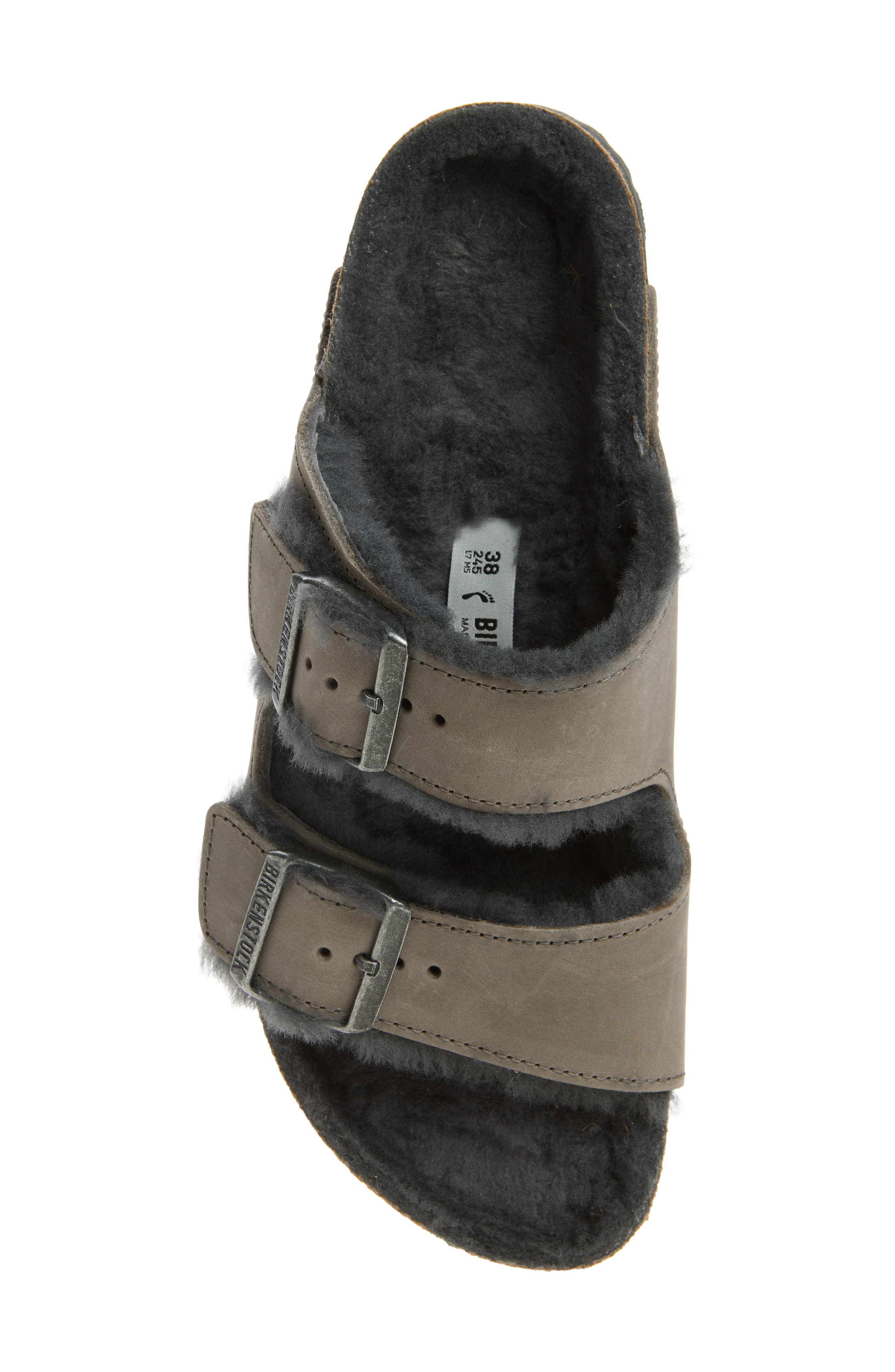 Arizona Oiled Genuine Shearling Sandal - Discontinued, Alternate, color, IRON/ IRON