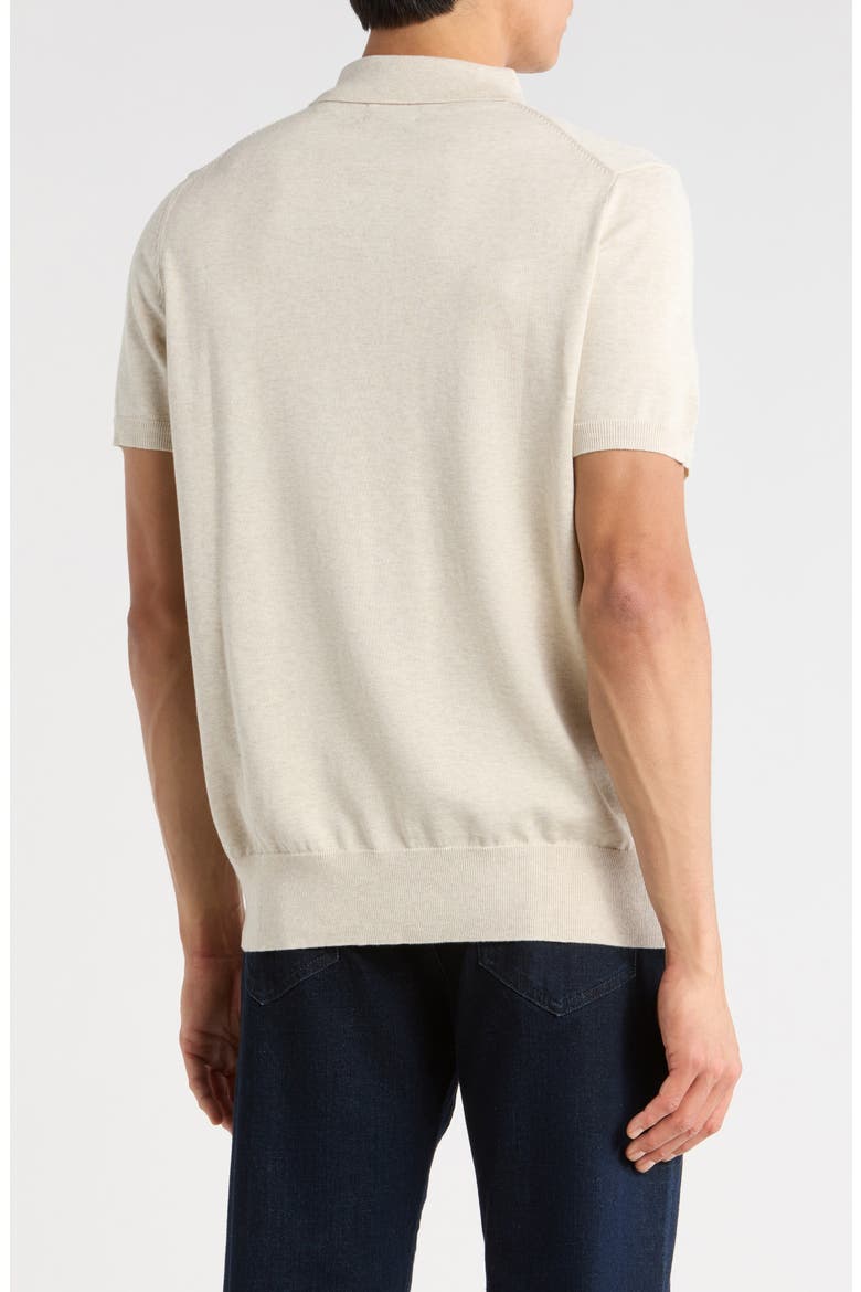 Cotton Knit Polo, Alternate, color, IVORY STONE HEATHER