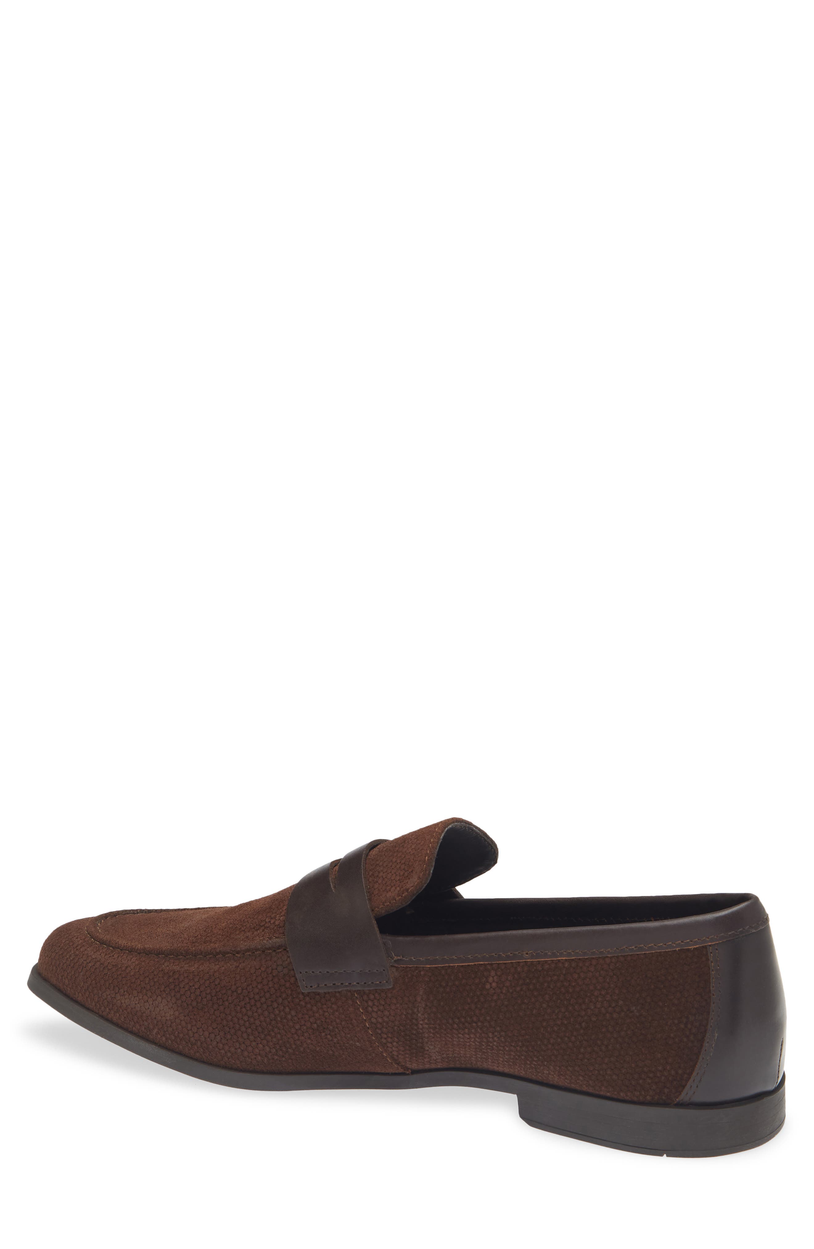Pomona Penny Loafer, Alternate, color, DARK BROWN SUEDE