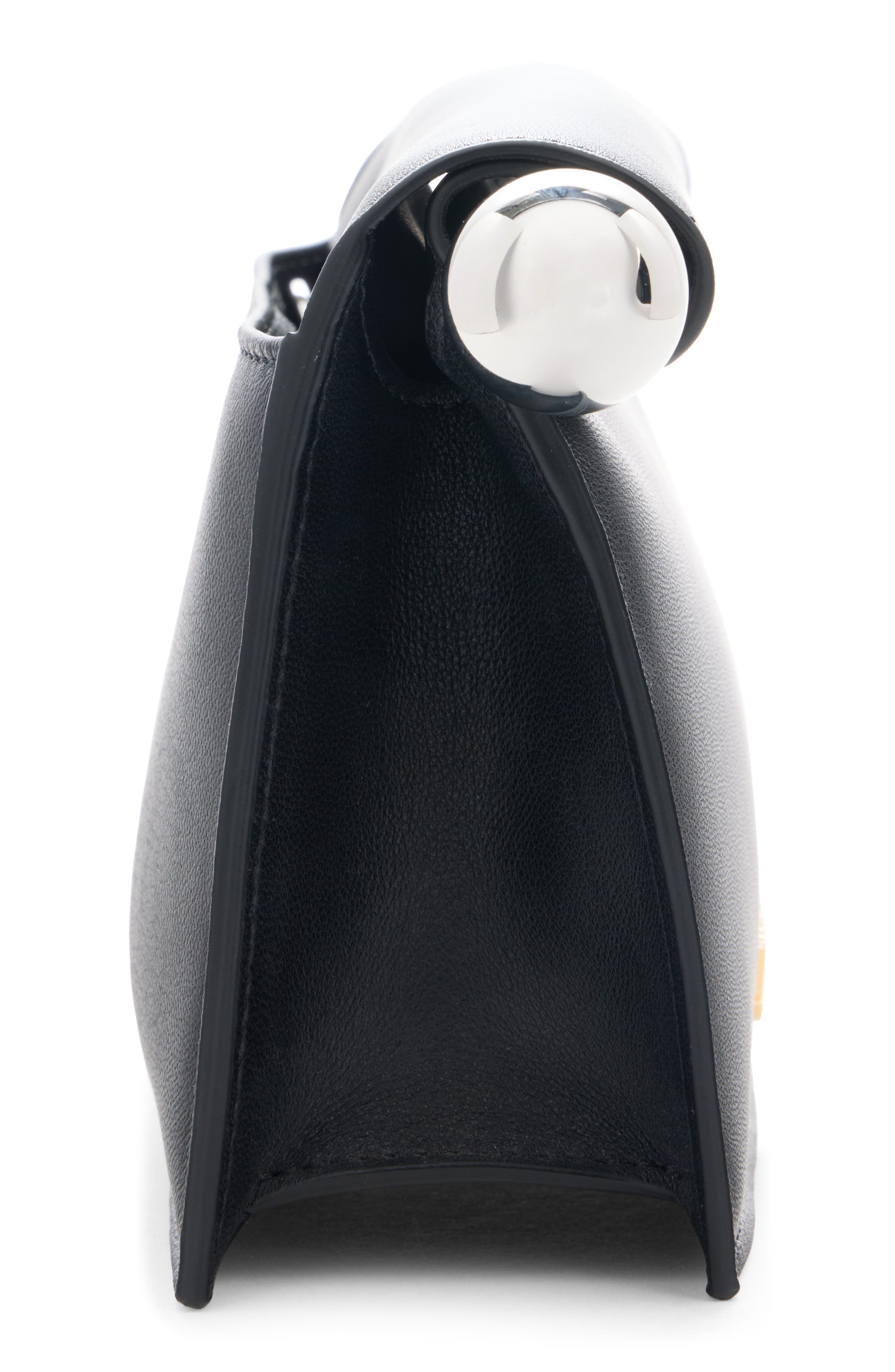 Jacquemus La Petite Pochette Rond Carré Leather Clutch, Alternate, color, Black