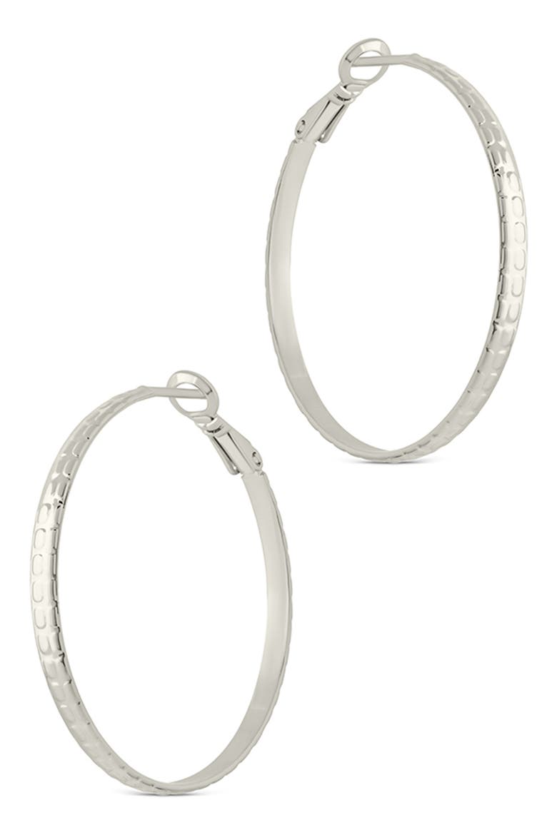 Jessalyn Textured Hoop Earrings, Alternate, color, SILVER