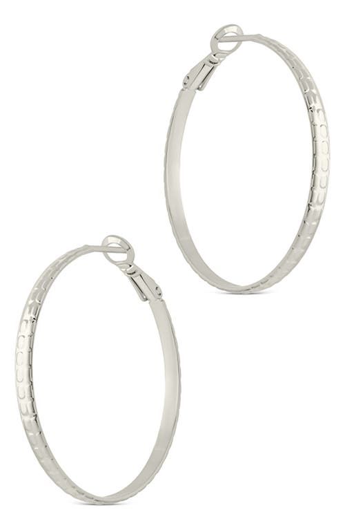 Sterling Forever Jessalyn Textured Hoop Earrings In Silver