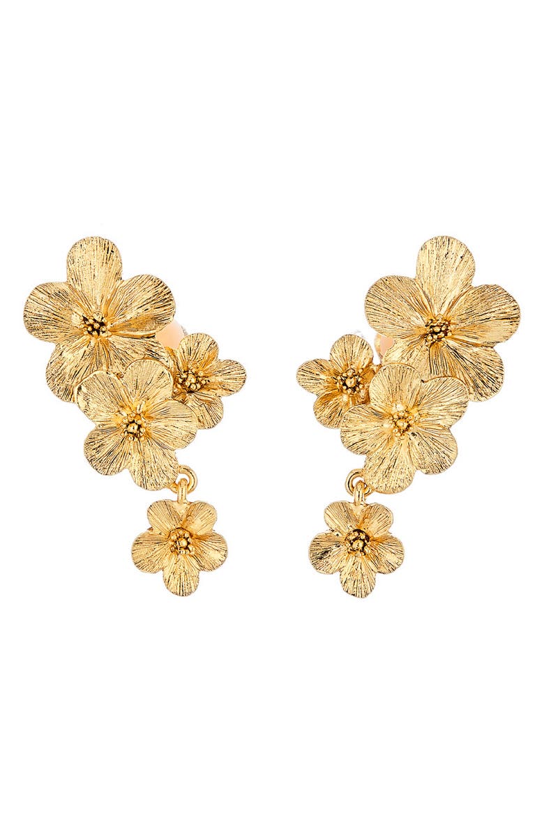 Oscar de la Renta Flower Double Drop Earrings, Main, color, 