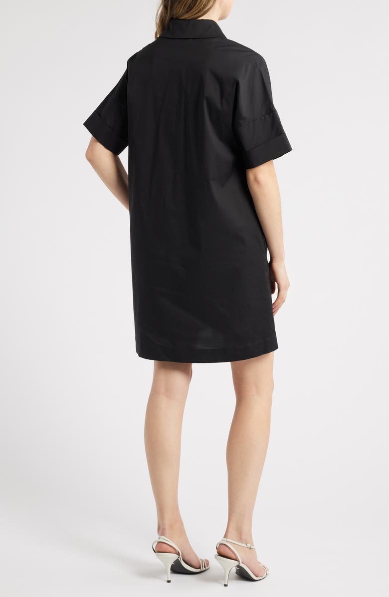 Ming Wang Embroidered Cotton Blend Shirtdress, Alternate, color, Black/ White