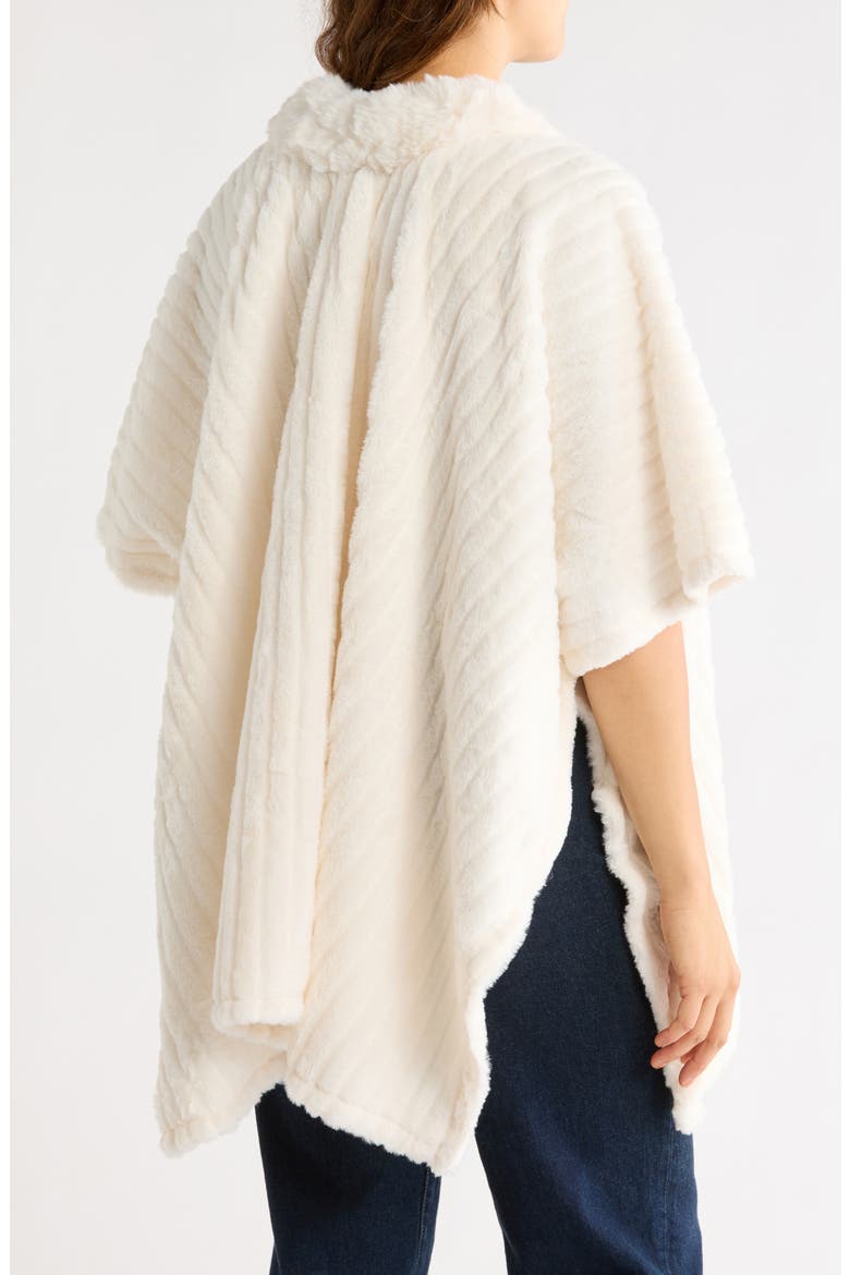 Faux Fur Poncho, Alternate, color, IVORY