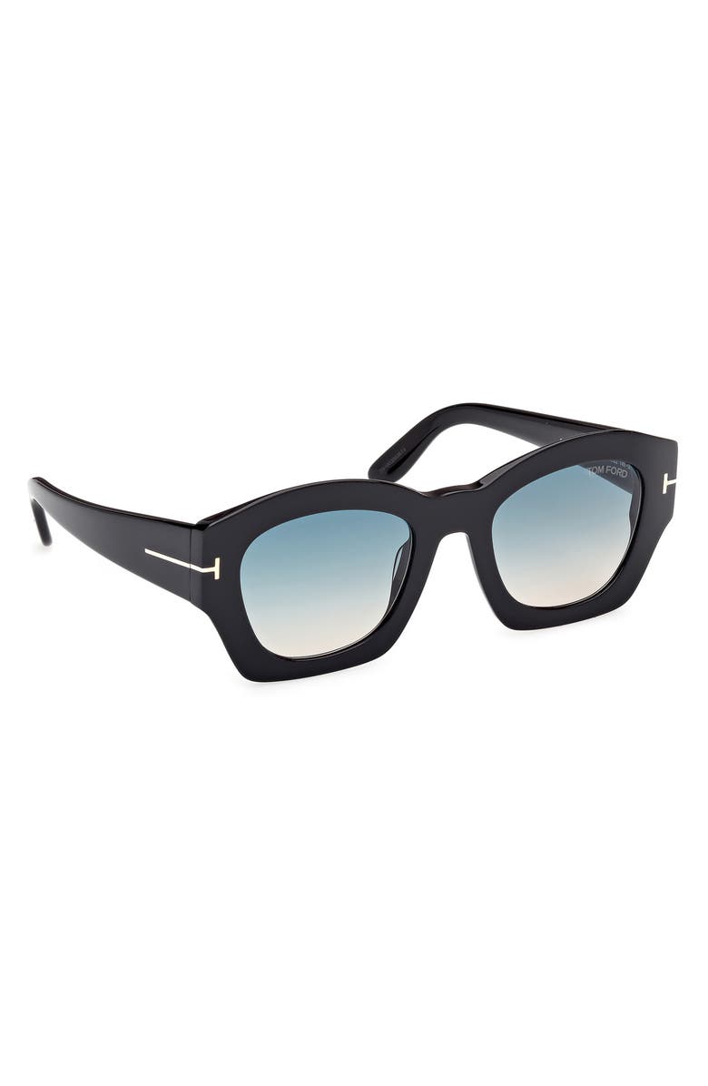 TOM FORD Guilliana 52mm Gradient Geometric Sunglasses, Alternate, color, Black/ Grad Turquoise To Sand