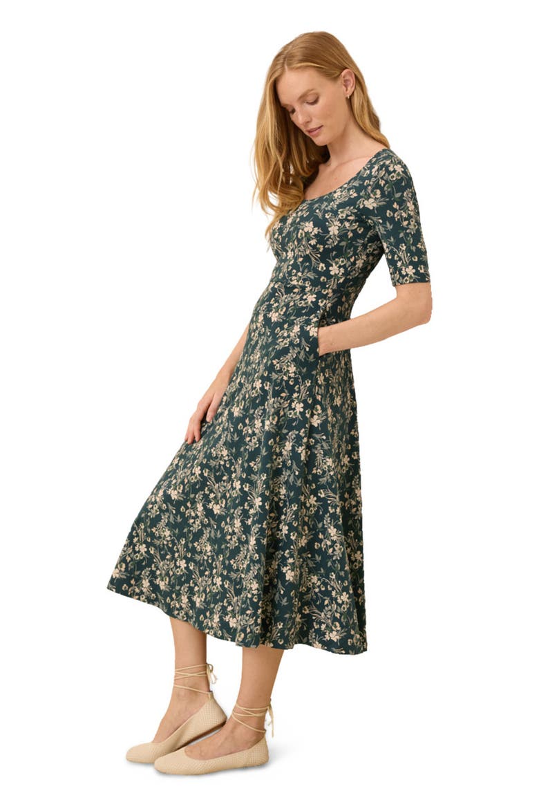 Fit & Flare Signature Scoop Dress Made With Organic Cotton, Alternate, color, Fjord Floral
