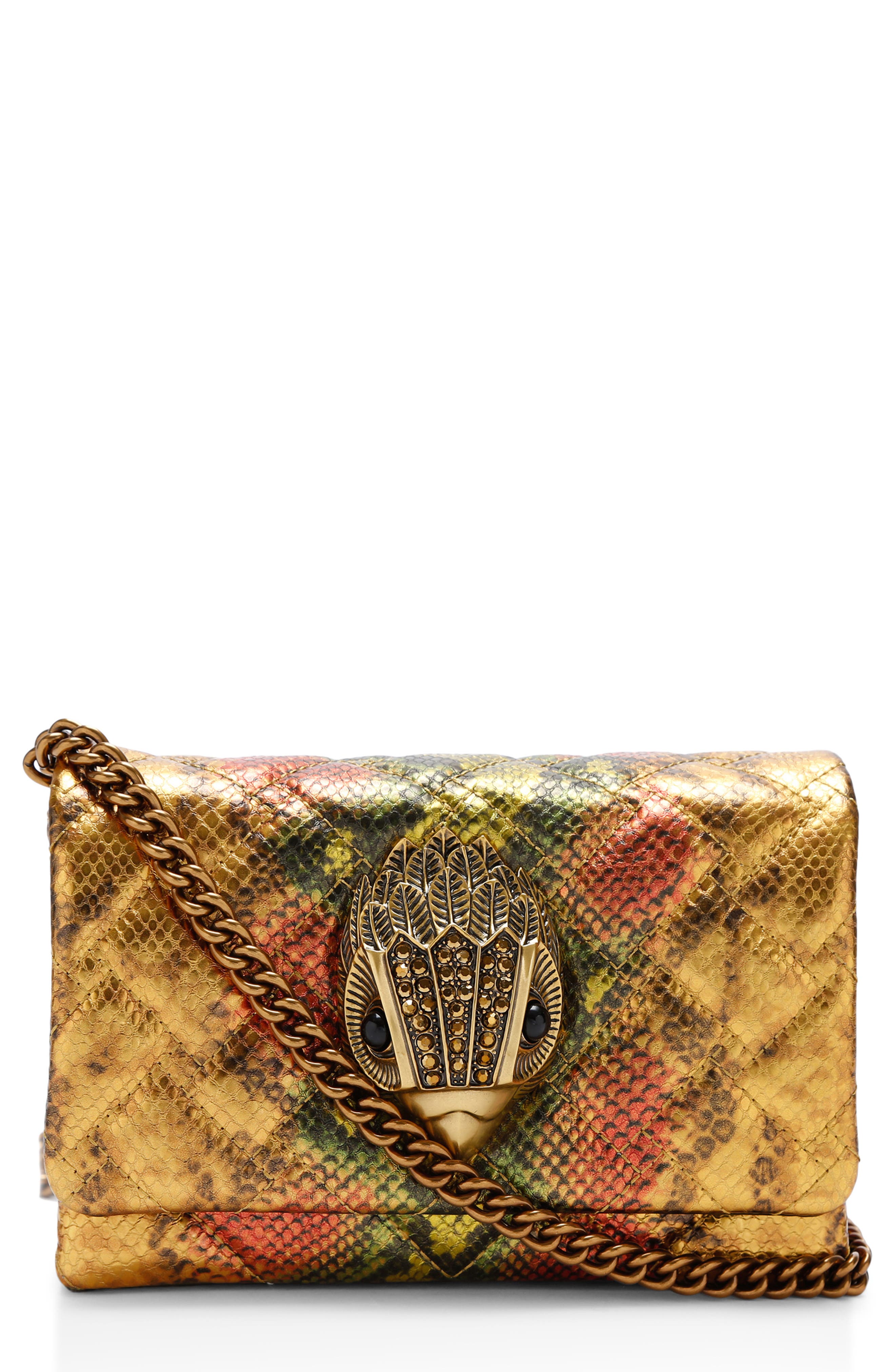 Kurt Geiger London Mini Kensington Snake Embossed Leather Convertible Crossbody Bag, Main, color, 