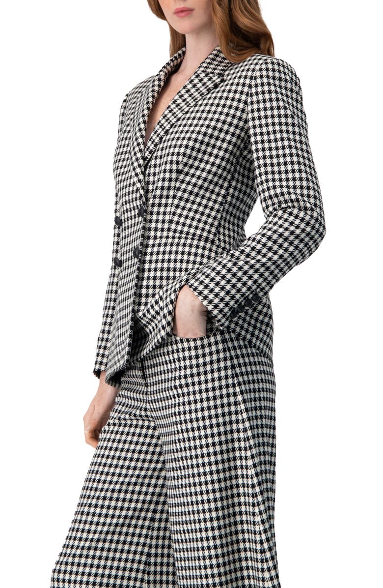 IVONNE Double-Breasted Houndstooth Blazer, Alternate, color, Black