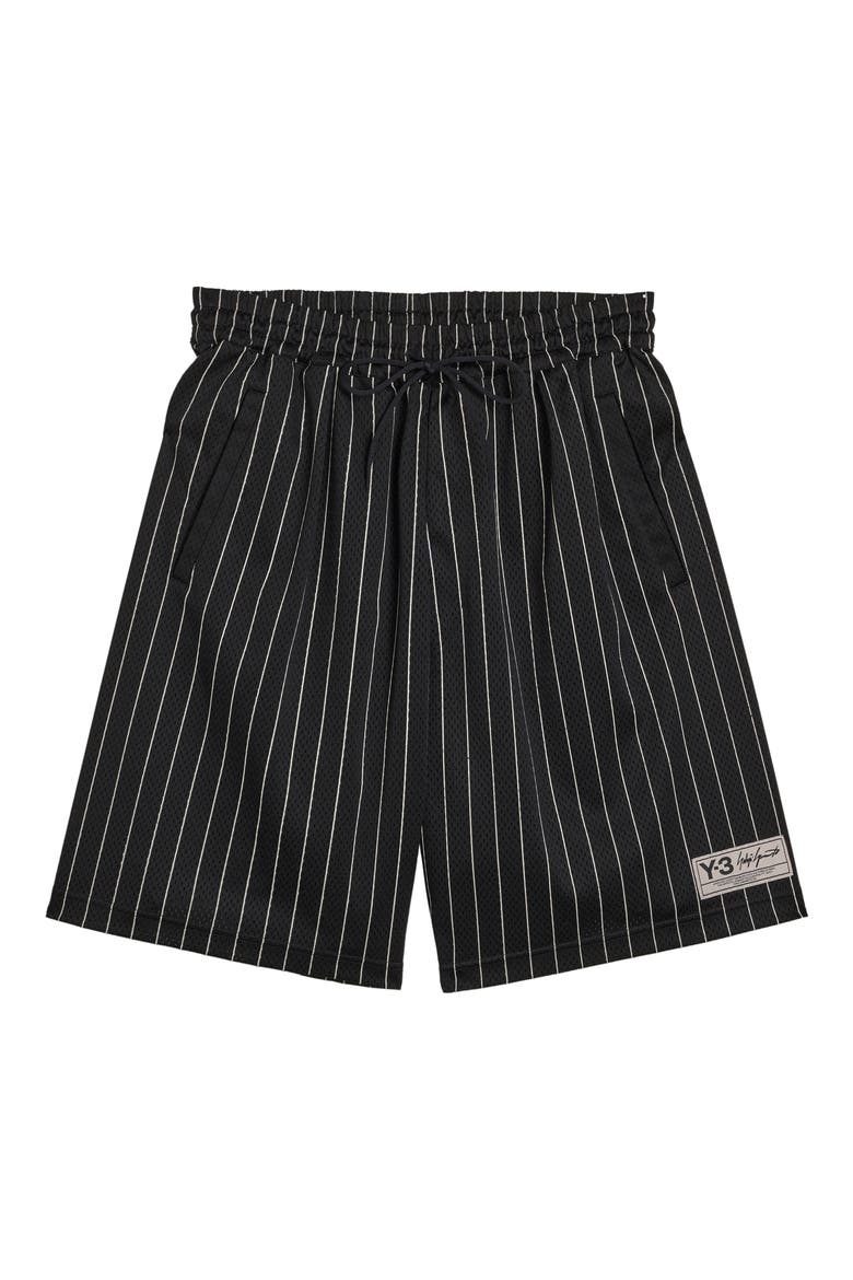 Mesh Pinstripe Shorts, Alternate, color, BLACK