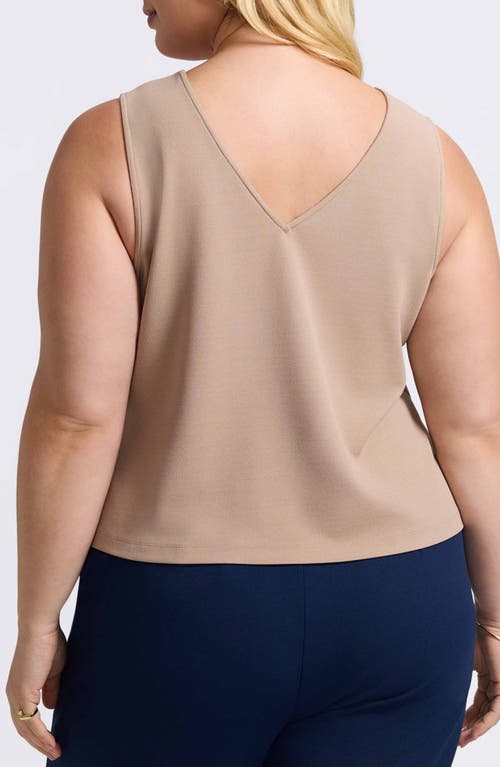 Foxcroft Callie Sleeveless Crepe Knit Top In Brown