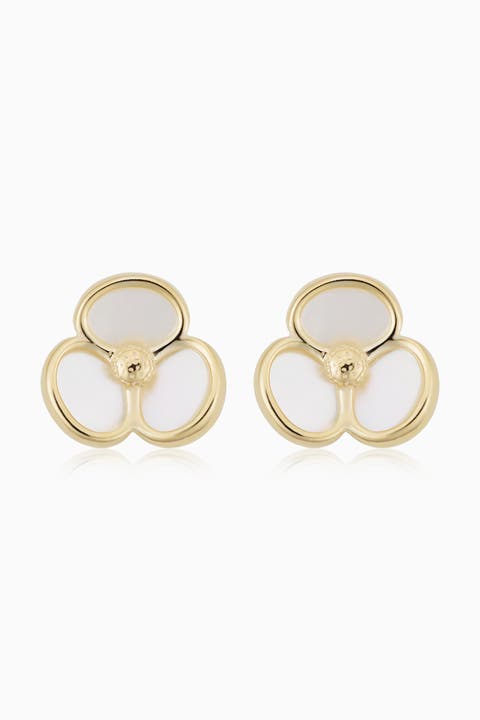 14K Yellow Gold Petals of Pearl Studs
