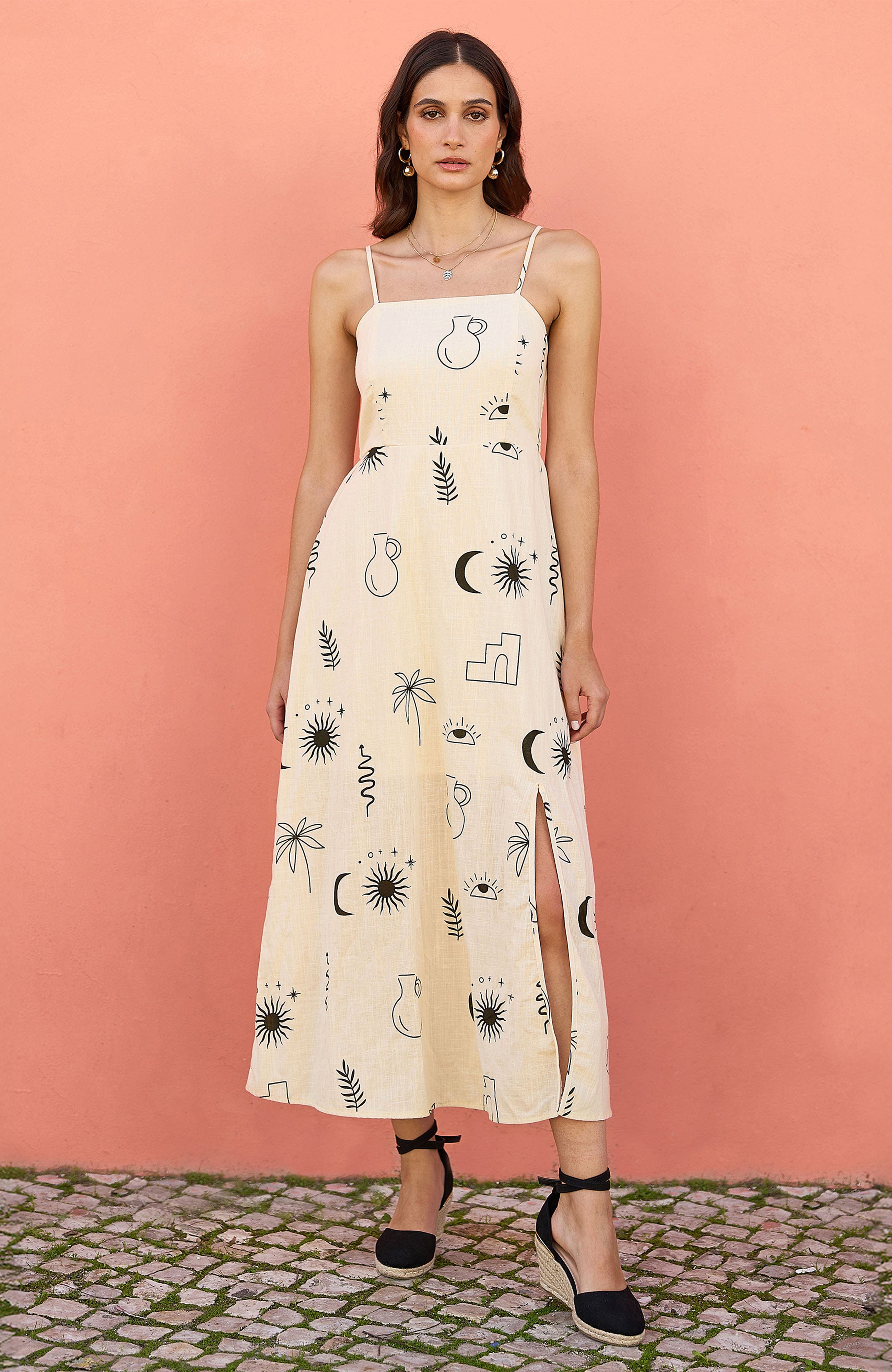 mystic midi dress SPELL Mystic Midi Dress in Musk