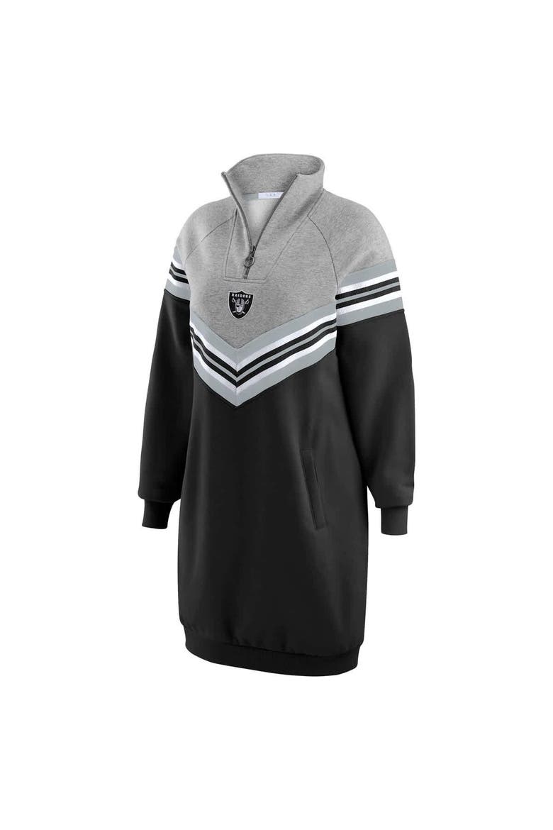 Women's WEAR by Erin Andrews  Black/Heather Gray Las Vegas Raiders Chevron Stripe Dress, Alternate, color, Black
