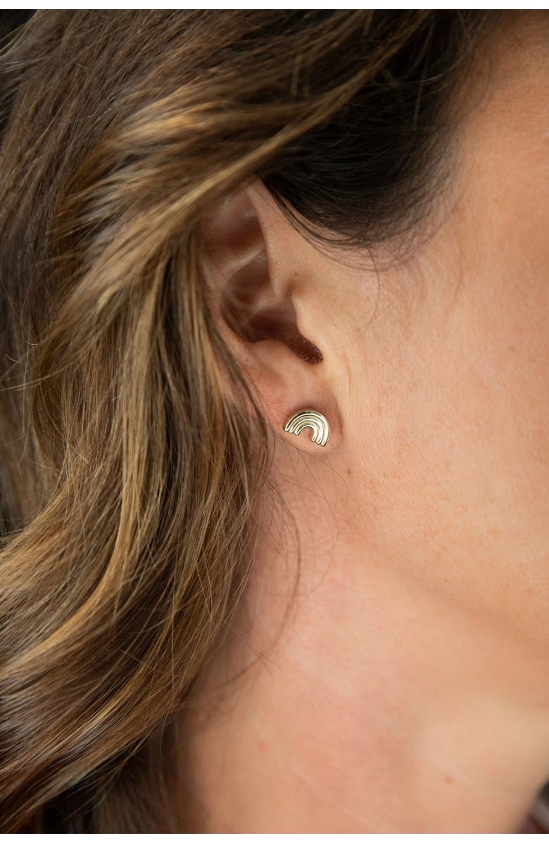 Campbell + Charlotte Mini Juju Rainbow Stud Earrings, Alternate, color, Gold