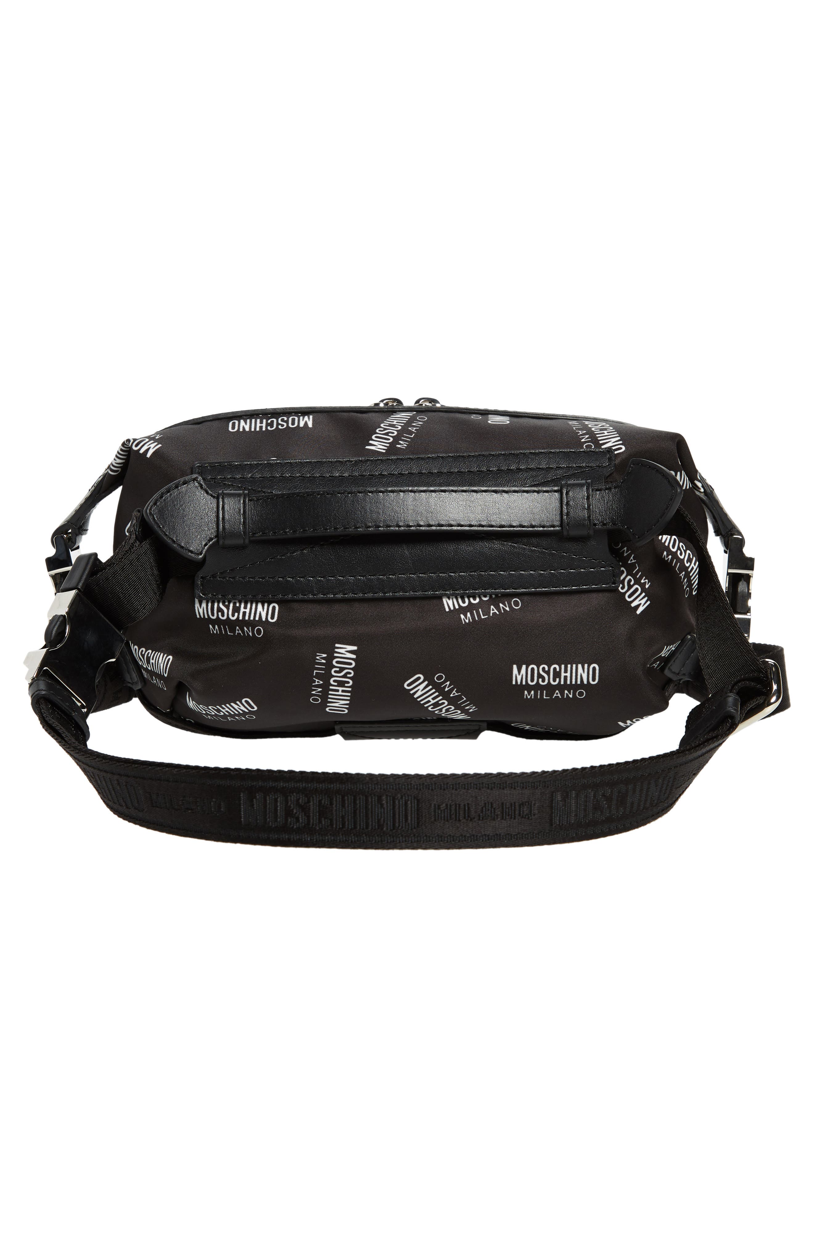 Moschino Logo Print Nylon Blend Belt Bag, Alternate, color, 