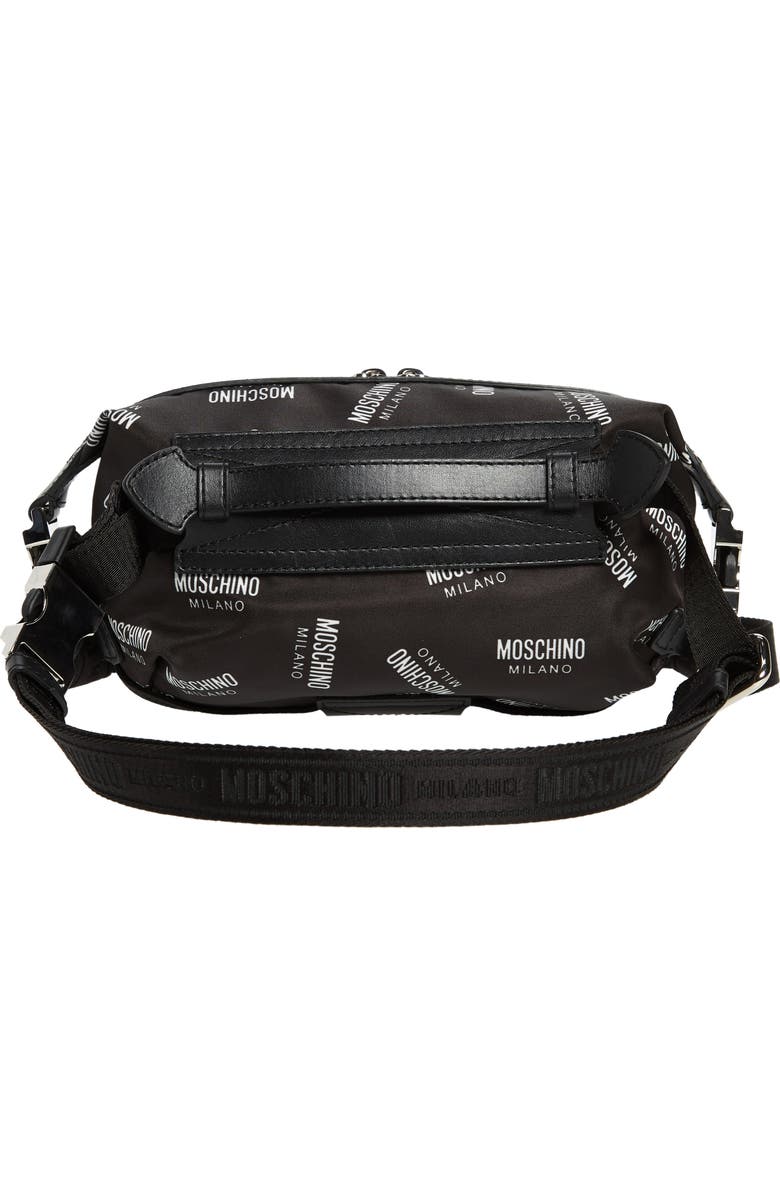 Moschino Logo Print Nylon Blend Belt Bag, Alternate, color,