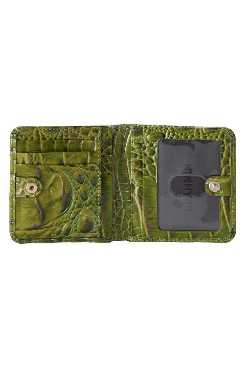 Jane Croc Embossed Leather Bifold Wallet, Alternate, color, OLIVE