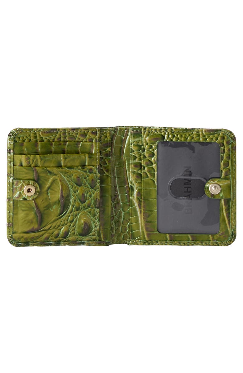 Brahmin Jane Croc Embossed Leather Bifold Wallet, Alternate, color, Olive