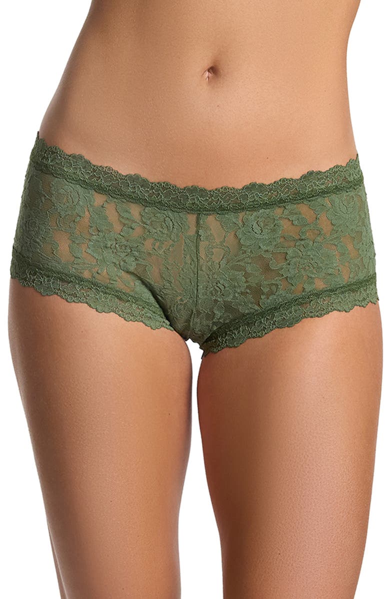 Hanky Panky Signature Lace Boyshorts, Main, color, Herb Green