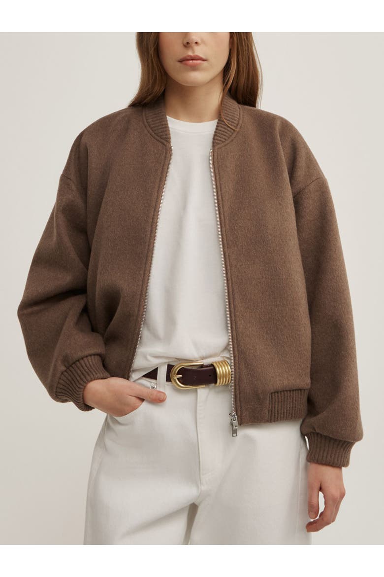 Felted Zip Bomber Jacket, Main, color, Mousse