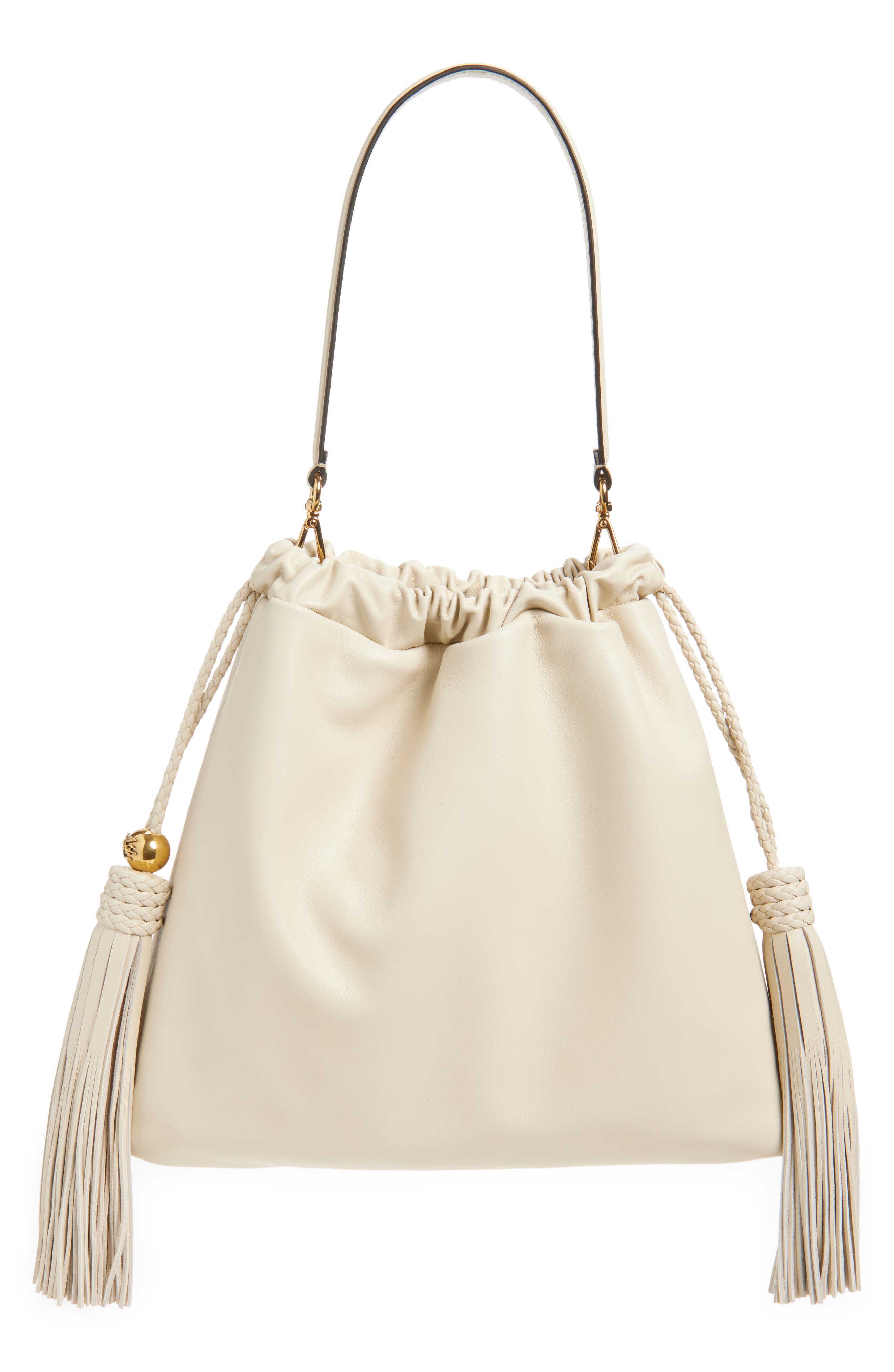 Medium Kalispera Tassel Leather Shoulder Bag, Alternate, color, HAZELNUT