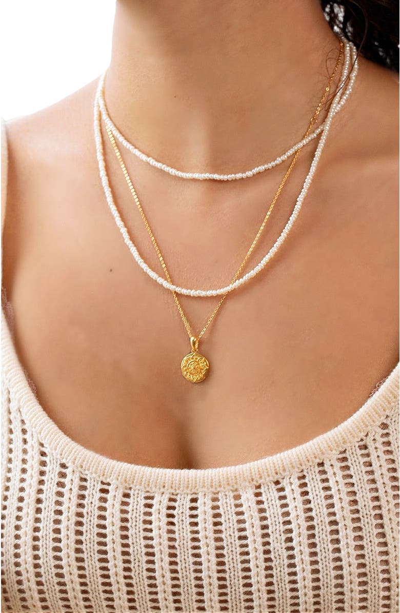 Mantra I Am Abundant Pearl Chain, Alternate, color, Pearl