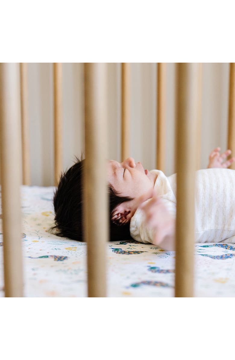 little unicorn Cotton Muslin Crib Sheet, Alternate, color, Peacock