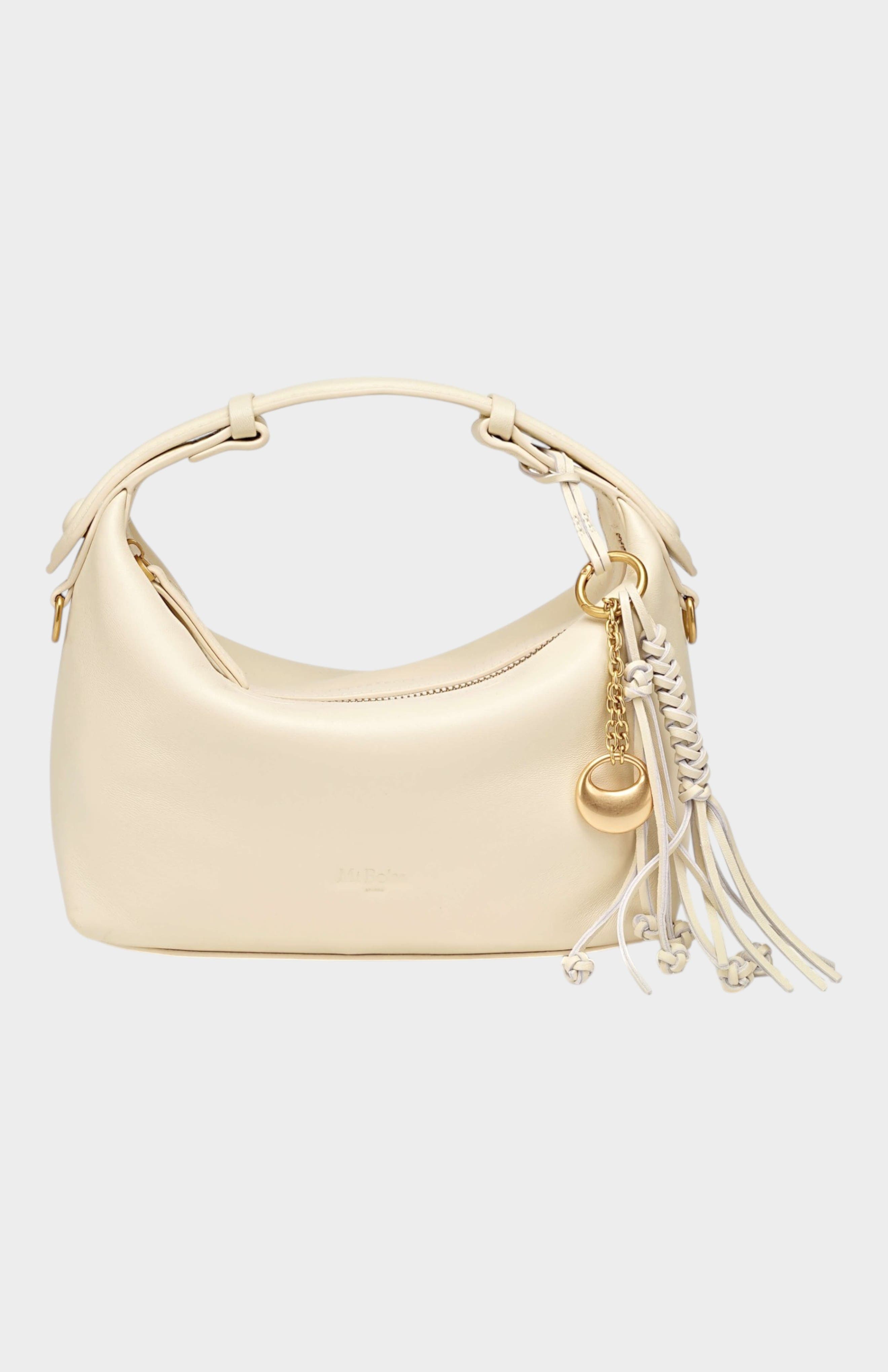 Camilla Genuine Sheep Leather Half Moon Bag, Main, color, Creamy White