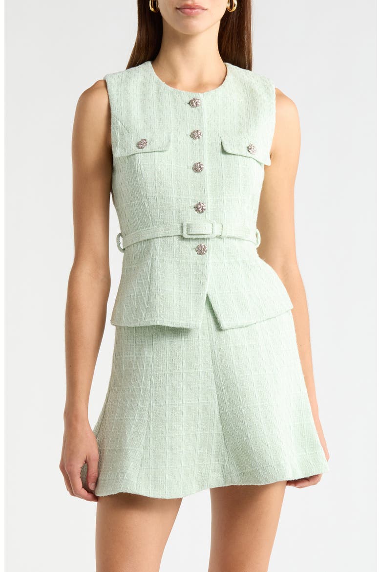 Kelson Belted Tweed Vest, Main, color, MINT