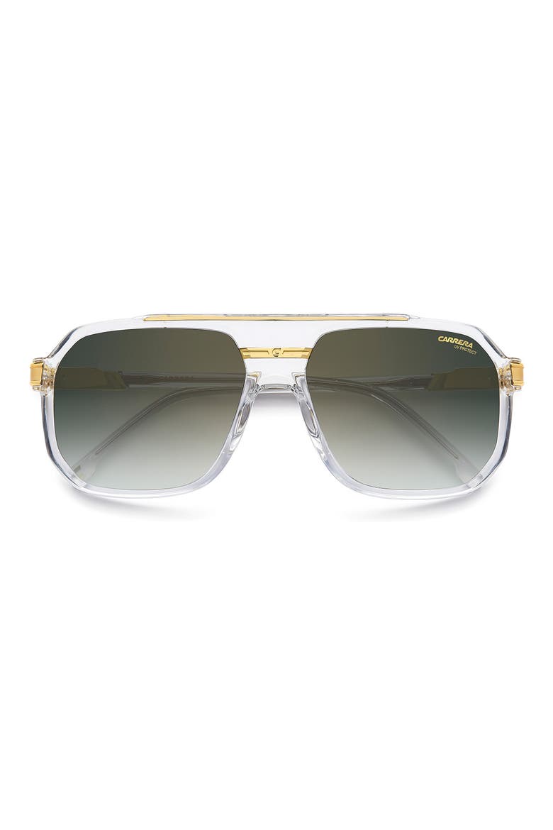 60mm Rectangular Flat Top Sunglasses, Alternate, color, CRYSTAL GOLD/ GRN SF GDSP AR