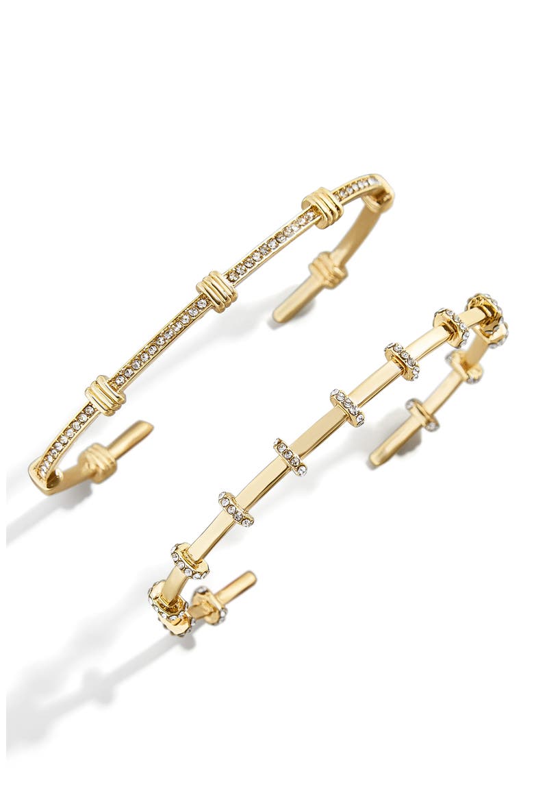 Set of 2 Pavé Cuff Bracelets, Main, color, GOLD
