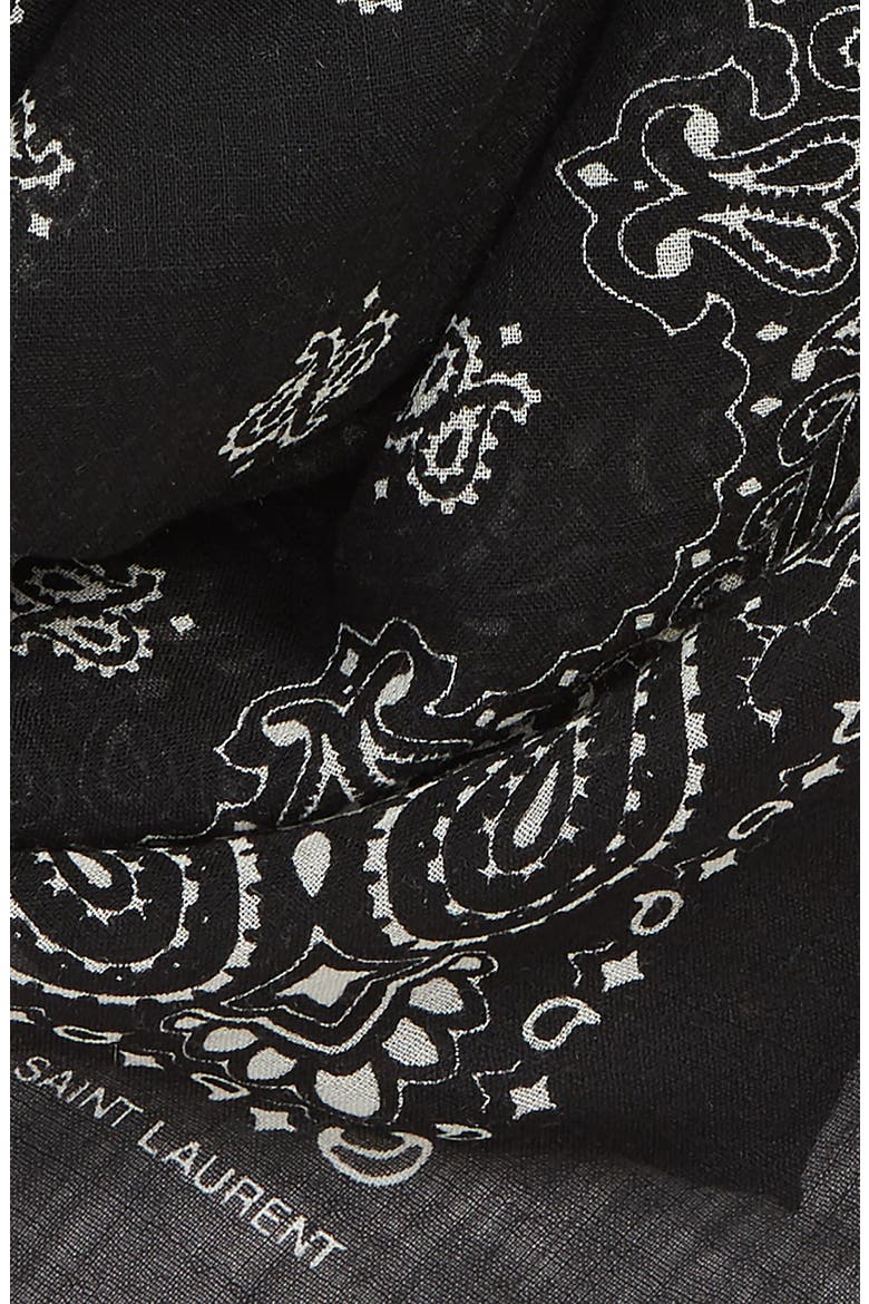 Bandana Print Wool Scarf, Alternate, color, BLACK/ IVORY