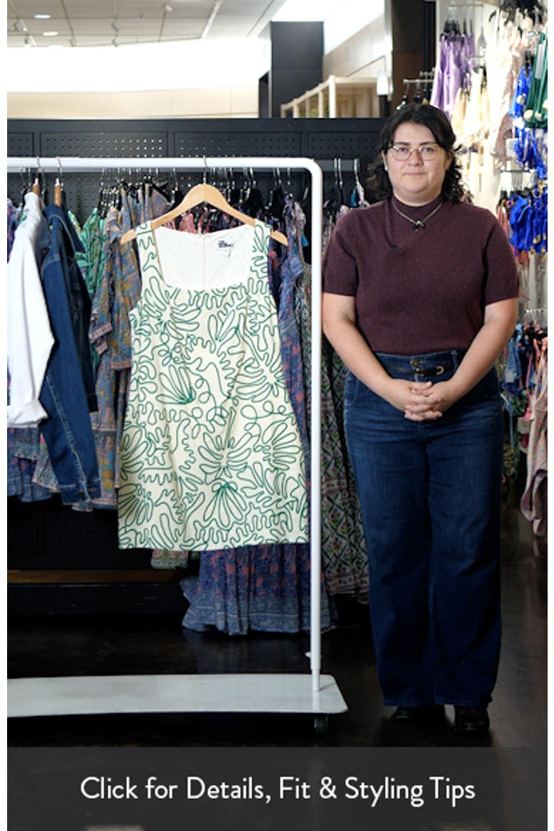 Squiggle Print Square Neck Linen Blend Minidress video