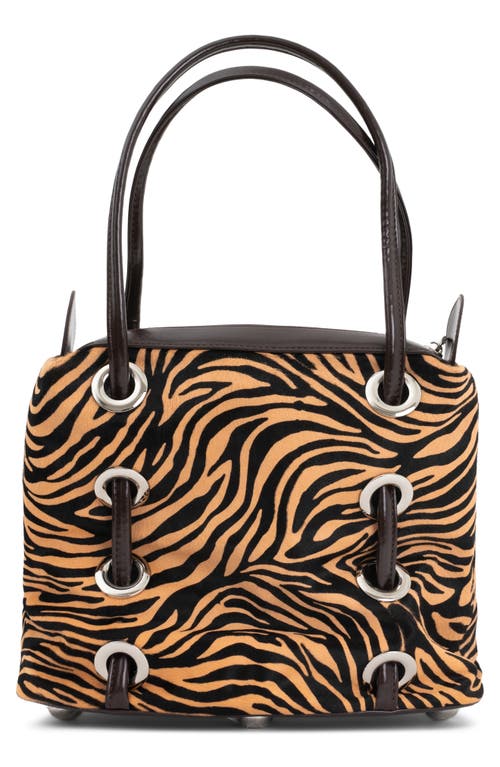 Jeffrey Campbell Chessy Convertible Genuine Calf Hair Shoulder Bag In Tan Black Zebra