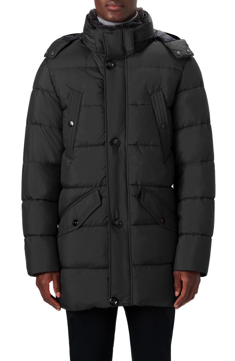 Bugatchi Faux Fur Collar Water Repellent Puffer Coat, Main, color,