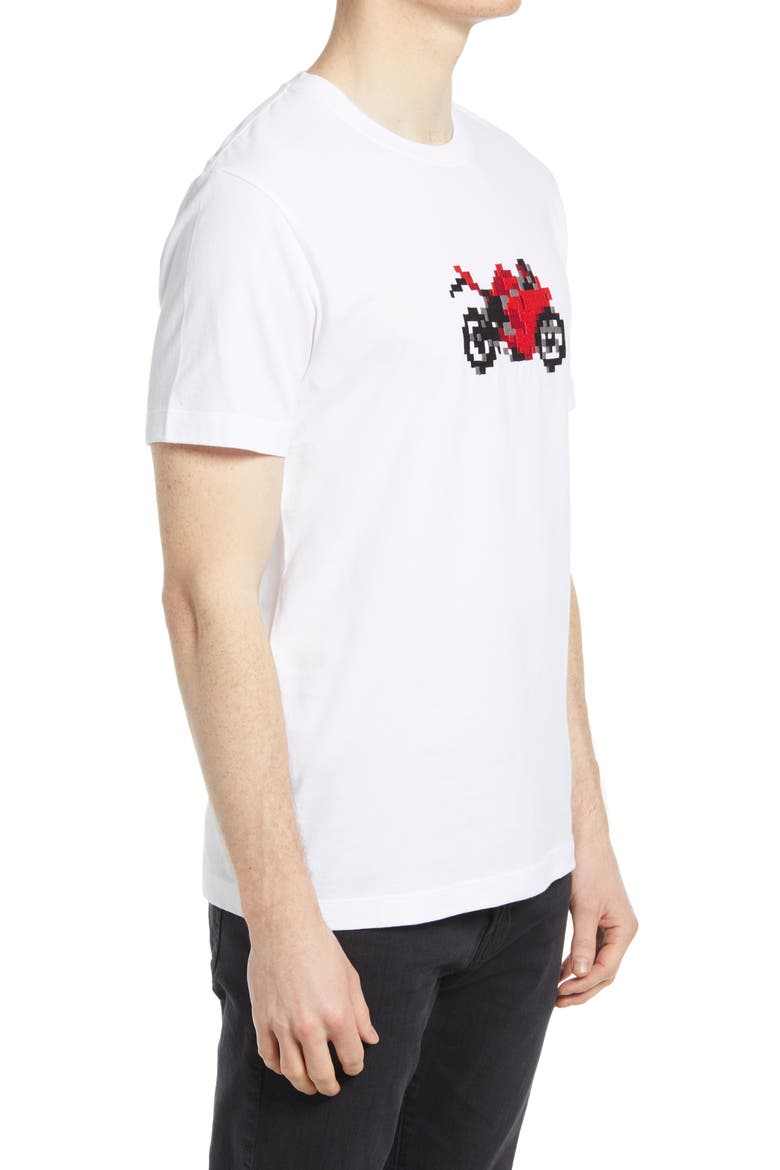 Men's Pixel Motorbike Embroidered T-Shirt, Alternate, color, LINEN WHITE