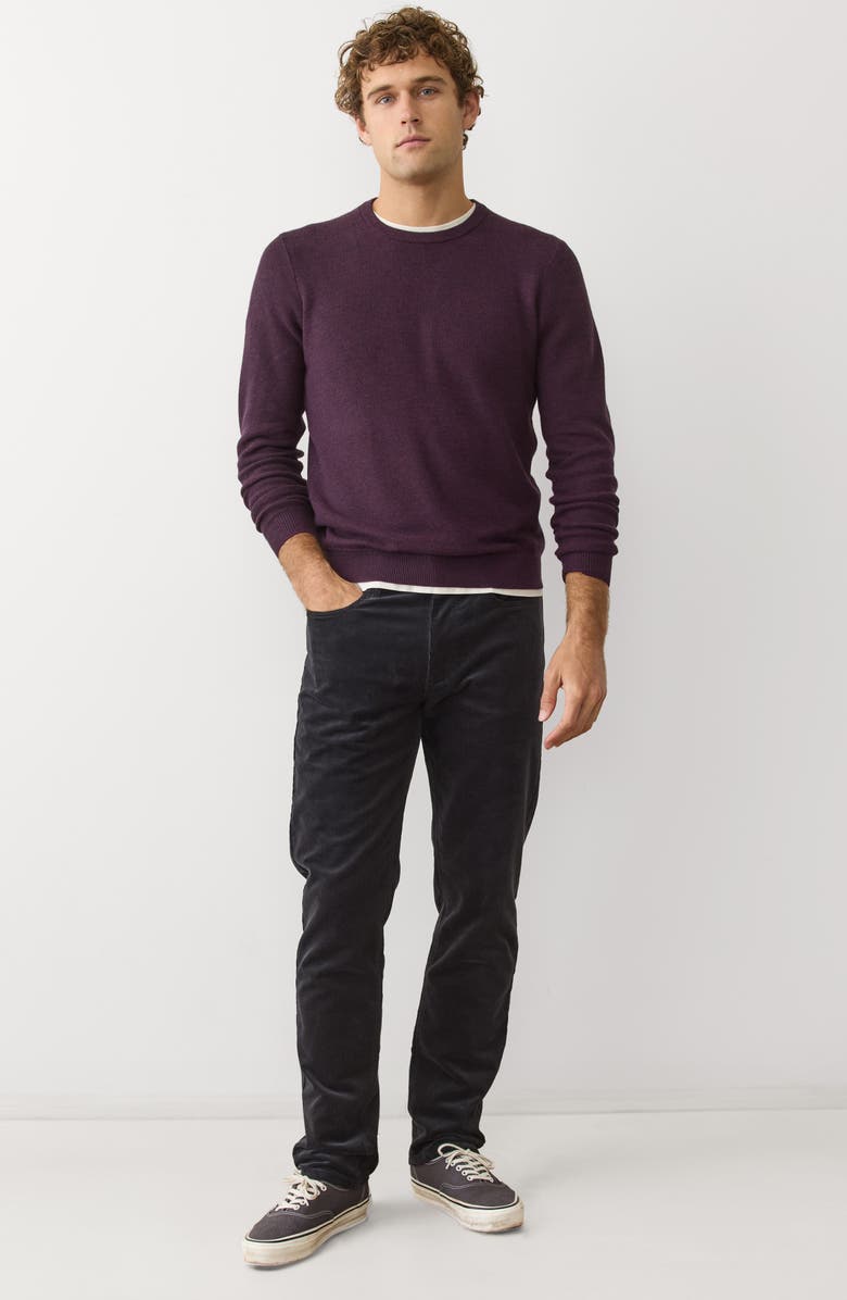 Marine Layer Textured Cotton Blend Crewneck Sweater, Alternate, color, Sangria