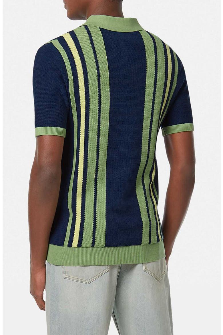 Stripe Textured Cotton Knit Polo, Alternate, color, ATLANTIC BLUE